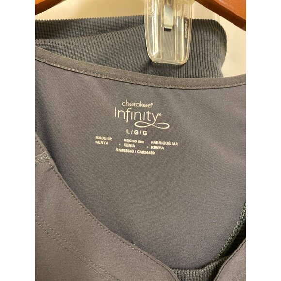 Cherokee Infinity Charcoal Grey Scrub Uniform Set Size Large Top & Medium Petite - Picture 3 of 10